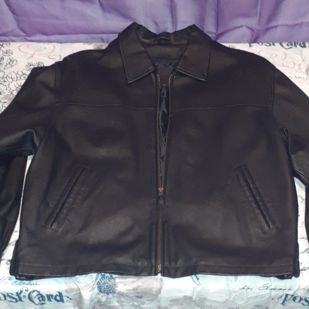 St.Johns Bay Genuine Leather black Coat Medium